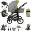 Bebebi Florenz | 4 In 1 Kinderwagen Komplettset | ISOFIX Basis | Hartgummireifen Medici Green Black 5