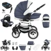 Bebebi Florenz | 4 In 1 Kinderwagen Komplettset | ISOFIX Basis | Hartgummireifen Neptun Blue White 7