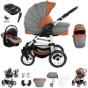 Bebebi Florenz | 4 In 1 Kinderwagen Komplettset | ISOFIX Basis | Hartgummireifen Spirito Orange White 5