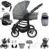 Bebebi Florenz | ISOFIX Basis & Autositz | 4 In 1 Kombi Kinderwagen | Luftreifen Da Vinci Blue Black 7