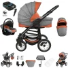 Bebebi Florenz | ISOFIX Basis & Autositz | 4 In 1 Kombi Kinderwagen | Luftreifen Spirito Orange Black 7