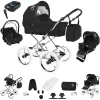 Bebebi Loving | 4 In 1 Kinderwagen Komplettset | ISOFIX Basis | Nostalgie Kinderwagen Black Tender Peak 5