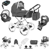 Bebebi Loving | 4 In 1 Kinderwagen Komplettset | ISOFIX Basis | Nostalgie Kinderwagen Grey Tender 7