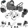 Bebebi Loving | 4 In 1 Kinderwagen Komplettset | ISOFIX Basis | Nostalgie Kinderwagen Grey Tender Peak 7