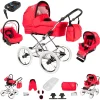 Bebebi Loving | 4 In 1 Kinderwagen Komplettset | ISOFIX Basis | Nostalgie Kinderwagen Red Tender Peak 5