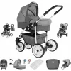 Friedrich Hugo Berlin | 3 In 1 Kombi Kinderwagen Set | GEL Reifen Grey And Light Grey Day 7