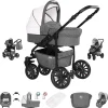 Friedrich Hugo Berlin | 3 In 1 Kombi Kinderwagen Set | GEL Reifen Grey And Light Rose Night 7