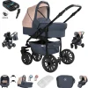 Friedrich Hugo Berlin | 4 In 1 Kinderwagen Komplettset | ISOFIX Basis | GEL Reifen Dark Blue And Beige Night 7