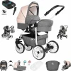 Friedrich Hugo Berlin | 4 In 1 Kinderwagen Komplettset | ISOFIX Basis | GEL Reifen Grey And Beige Day 5