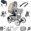 Friedrich Hugo Berlin | 4 In 1 Kinderwagen Komplettset | ISOFIX Basis | GEL Reifen Light Grey And Beige Day 5