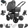 Friedrich Hugo Berlin | 4 In 1 Kombi Kinderwagen + ISOFIX | Luftreifen Dark Grey And Grey Night 5