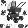 Friedrich Hugo Berlin | 4 In 1 Kombi Kinderwagen + ISOFIX | Luftreifen Dark Grey And White Night 7