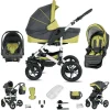 Friedrich Hugo Hamburg | 3 In 1 Kombi Kinderwagen Set | Hartgummireifen Grey & Green 7