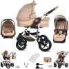 Friedrich Hugo Hamburg | 3 In 1 Kombi Kinderwagen Set | Luftreifen Beige & Oatmeal 7