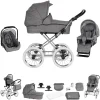 Friedrich Hugo München | 3 In 1 Kombi Kinderwagen Set | Nostalgie Kinderwagen Anthrazit – Rad: Chrom Weiß 7