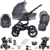 Friedrich Hugo Münster | 3 In 1 Kombi Kinderwagen Set | Luftreifen Grey & Grey Linen 7