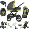 Friedrich Hugo Münster | 4 In 1 Kinderwagen Komplettset | ISOFIX Basis | Hartgummireifen Grey & Green 7