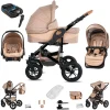 Friedrich Hugo Münster | 4 In 1 Kinderwagen Komplettset | ISOFIX Basis | Luftreifen Beige & Oatmeal 5