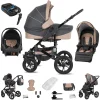 Friedrich Hugo Münster | 4 In 1 Kinderwagen Komplettset | ISOFIX Basis | Luftreifen Grey & Beige 5