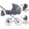 Friedrich Hugo Natureline | 3 In 1 Kombi Kinderwagen Set | Öko Nostalgie Kinderwagen Elisabeth Stone Silver 5