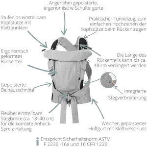 Hoppediz Babytrage Bondolino Blau-melange 24